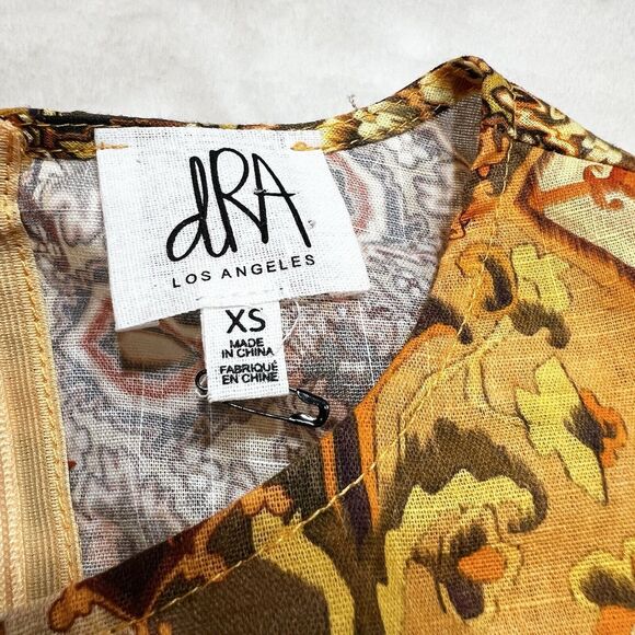 Anthro DRA Rey Romper in Sunset Origami Orange Yellow Sz XS - Picture 10 of 16